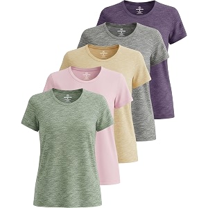 real essentials 5 pack women39s dry fit tech stretch short-sleeve crew neck athletic t-shirt available in plus size set medium