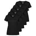 Real Essentials 5 Pack: Women's Dry-Fit Short Sleeve V Neck T Shirt Workout Fitness Yoga Top Tee (Available in Plus Size)