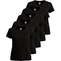 Real Essentials 5 Pack: Women's Dry Fit Tech Stretch Short-Sleeve Crew Neck Athletic T-Shirt Available in Plus Size Set Medium