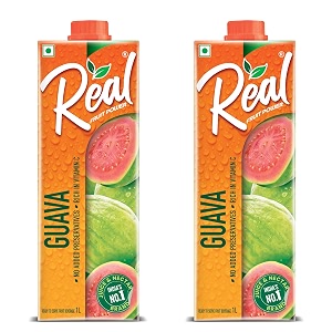 dabur real guava fruit juice -1l pack of 2  rich in vitamin c  no added preservatives no artificial colors amp flavours daily dose of fruit nutrition  tasty refreshing amp energising drink