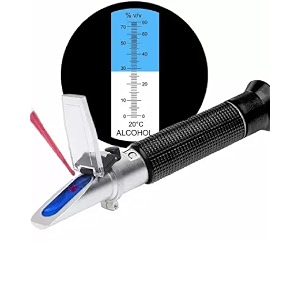 real instruments 0-80 vv alcohol refractometer handheld brix meter for spirit alcohol volume percent measurement with automatic temperature compensation for distilled beverages whiskey vodka gin
