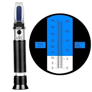 real instruments dual scale of 0 to 40 brix amp 0 to 25 vol refractometer with atc accurate alcohol and brix measurement for testing grape wine brewing measuring sugar content grape juice