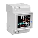 Real Instruments Energy Meter, Voltmeter, 6 in 1 AC 40-300V 100A Watt Meter, Frequency/Power Factor/Active Power/Current/Voltage Monitoring Device With Colorful LCD Display Power Consumption (22kW)