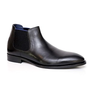 Real Leather Men Black Chelsea Boot