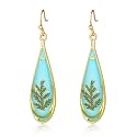 Real Pressed Flower Earrings for Women, Handmade Boho Chic Dangle Design, Unique Floral Jewelry, Cute and Thoughtful Gift for Christmas, Valentine’s &amp; Mother’s Day