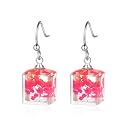 Real Pressed Flower Earrings for Women, Handmade Boho Chic Dangle Design, Unique Floral Jewelry, Cute and Thoughtful Gift for Christmas, Valentine’s &amp; Mother’s Day