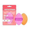 Real Techniques Miracle 2-In-1 Powder Puff, Dual Sided Full Size Makeup Blending Puff, Reversible Elastic Band, Precision Tip Makeup Sponge and Makeup Powder Puff, For Liquid, Cream and Powder, 1 Pc