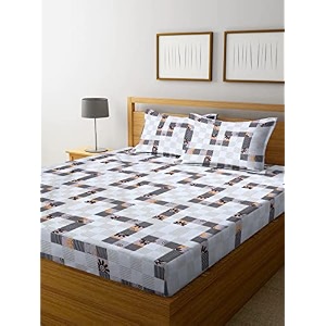 realdream queen size bedsheet for double bed glace cotton flat double bedsheet with 2 pillow cover 90 x 90 inches white-box
