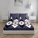 REALDREAM® Queen Size Bedsheet for Double Bed, Glace Cotton Flat Double Bedsheet with 2 Pillow Cover 90 x 90 Inches (Black-Diamond)