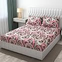 REALDREAM Queen Size Double bedsheet Glace Cotton with 2 Pillow Cover (72X78 Inches) (Pink)