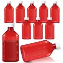 Reallnaive 10 Pcs 12 oz Liquid Medicine Bottles with Caps, Amber