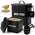 Reallnaive 2 Pcs Metal Bird Seed Container with Scoop,Black