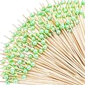 Reallnaive 300 Pcs Pearl Cocktail Picks 4.7Inch, 0.3" Bead, Green