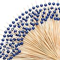 Reallnaive 300 Pcs Pearl Cocktail Picks 4.7Inch, 0.3" Bead, Navy Blue