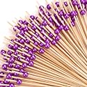 Reallnaive 300 Pcs Pearl Cocktail Picks 4.7Inch, 0.3" Bead, Purple