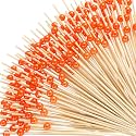 Reallnaive 300 Pcs Pearl Cocktail Picks 4.7Inch, 0.3" Bead, Orange