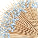 Reallnaive 300 Pcs Pearl Cocktail Picks 4.7Inch, 0.3" Bead, Light Baby Blue