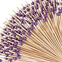 Reallnaive 600 Pcs Pearl Cocktail Picks 4.7Inch, 0.3" Bead, Dark Purple