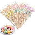 Reallnaive 600 Pcs Pearl Cocktail Picks 4.7Inch, 0.3" Bead, Pastel Color