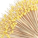 Reallnaive 600 Pcs Pearl Cocktail Picks 4.7Inch, 0.3" Bead, Yellow