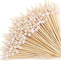 Reallnaive 600 Pcs Pearl Cocktail Picks 4.7Inch, 0.3" Bead, White
