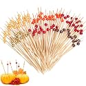 Reallnaive 600 Pcs Pearl Cocktail Picks 4.7Inch, 0.3" Bead, Autumn