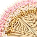 Reallnaive 600 Pcs Pearl Cocktail Picks 4.7Inch, 0.3" Bead, Pink White Gold