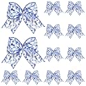 Realspring 12 Pcs 6.3 in Chinoiserie Christmas Bows Wreath Decor
