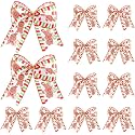 Realspring 12 Pcs 6.3 in Gingerbread Man Christmas Bows Wreath Ornaments