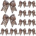 Realspring 12 Pcs 6.3 in Leopard Print Christmas Bows Wreath Ornaments