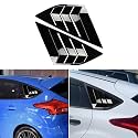 Rear Side Window Louvers Compatible for Ford Focus ST RS MK3 Hatchback Accessories 2012-2018 Air Vent Scoop Cover Louver (Bright Black)