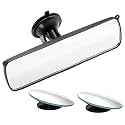 Rear View Mirror with Adjustable Suction Cup + 2PCS Blind Spot Mirror