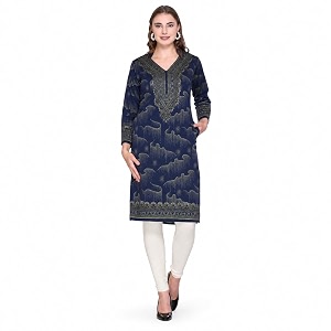 REBECCA Womens Winter Woolen Kurti Jacquard Straight