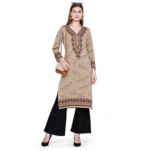 REBECCA Womens Winter Woolen Kurti Jacquard Straight