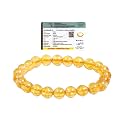 REBUY Citrine Bracelet Original Certified for Men &amp; Women | Natural Yellow Crystal Gemstone Bracelet for Wealth Prosperity Success | Stretchable 8mm Beads Energy Healing Bracelet