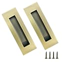 Recessed Finger Flush Pulls，Pocket Door Handles，for Sliding Barn Doors Handle, Bifold Doors Stainless Steel Rectangular Door Pulls Hardware (Bronze, 6 Inch - 2p)