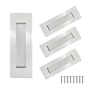 Recessed Finger Flush Pulls，Pocket Door Handles，for Sliding Barn Doors Handle, Bifold Doors Stainless Steel Rectangular Door Pulls Hardware (Silver, 6 Inch - 4p)