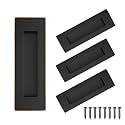 Recessed Finger Flush Pulls，Pocket Door Handles，for Sliding Barn Doors Handle, Bifold Doors Stainless Steel Rectangular Door Pulls Hardware (Vintage Black, 6 Inch - 4p)