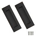 Recessed Finger Flush Pulls，Pocket Door Handles，for Sliding Barn Doors Handle, Bifold Doors Stainless Steel Rectangular Door Pulls Hardware (Vintage Black, 6 Inch - 2p)