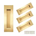 Recessed Finger Flush Pulls，Pocket Door Handles，for Sliding Barn Doors Handle, Bifold Doors Stainless Steel Rectangular Door Pulls Hardware (Gold, 7 Inch - 4p)