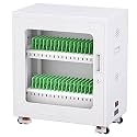Rechargeable 20-Bay Mobile Charging Station Cart for Laptops &amp; Tablets - Lockable Storage Organizer for Office, Classroom, Gym - Portable Charging Cabinet (Silver)