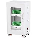 Rechargeable 20-Bay Mobile Phone Charging Station Cart - Locking Laptop &amp; Tablet Organizer for Office, Classroom, Gym - Portable Storage Solution (Silver)