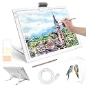 Rechargeable A3 Diamond Art Light Board,Light Pad with Stand and Clip,3 Colors Stepless Dimmable and 6 Levels of Brightness Light Box for tracing,Diamond Painting,Drawing,Sketching(White)