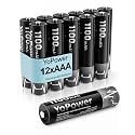 Rechargeable AAA Batteries 12-Pack 1100mAh High Capacity