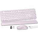Rechargeable Backlit Wireless Keyboard and Mouse Combo, Magnetic Wrist Rest