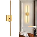 Rechargeable Battery Operated Wall Sconces, 11000mAh Wireless Brushed Gold Wall Lights with Remote Control, 350°Rotate Dimmable Wall Lamp, 3 Color Temperatures, for Bedroom Living Room Hallway, 1 PCS