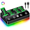 Rechargeable Battery Packs Compatible with Xbox One/Series S/X Controller, 4 x 6200mWh Rechargeable Battery Pack with Charging Station and USB C Cable Charger 360 Consoles