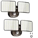 Rechargeable Battery-Powered Motion Light (1-3 Months Endurance), 2500LM Standard & 4000LM High-Brightness Dual Modes, USB Charging Outdoor LED Flood Light for Garage,Yard,Patio,Garden (Brown) 2 Packs