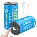 Rechargeable C Batteries 2 Pack, 1.5V C/LR14 Battery Lithium, 7200mWh with 2-in-1 USB-C Fast Charging Cable, Perfectly Compatible with Flashlights, Radios, Toys etc.-Main