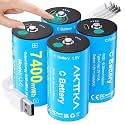 Rechargeable C Batteries 4 Pack 7400mWh Lithium LR14 500+ Cycles